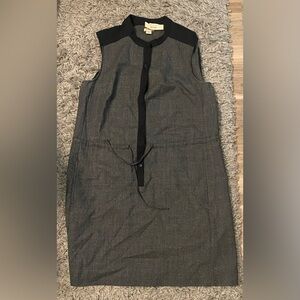J. Crew Black and Gray Midi Dress